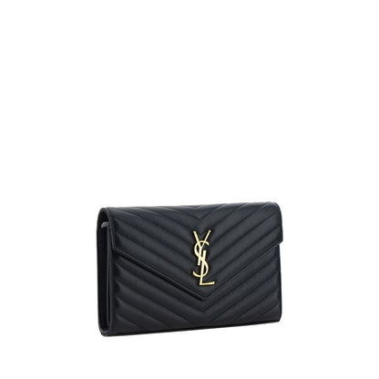 Saint Laurent Schwarze Bos Taurus Kalbsleder Schultertasche