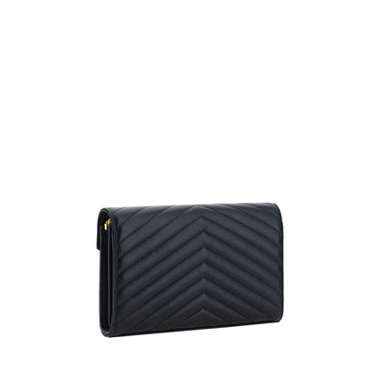 Saint Laurent Schwarze Bos Taurus Kalbsleder Schultertasche