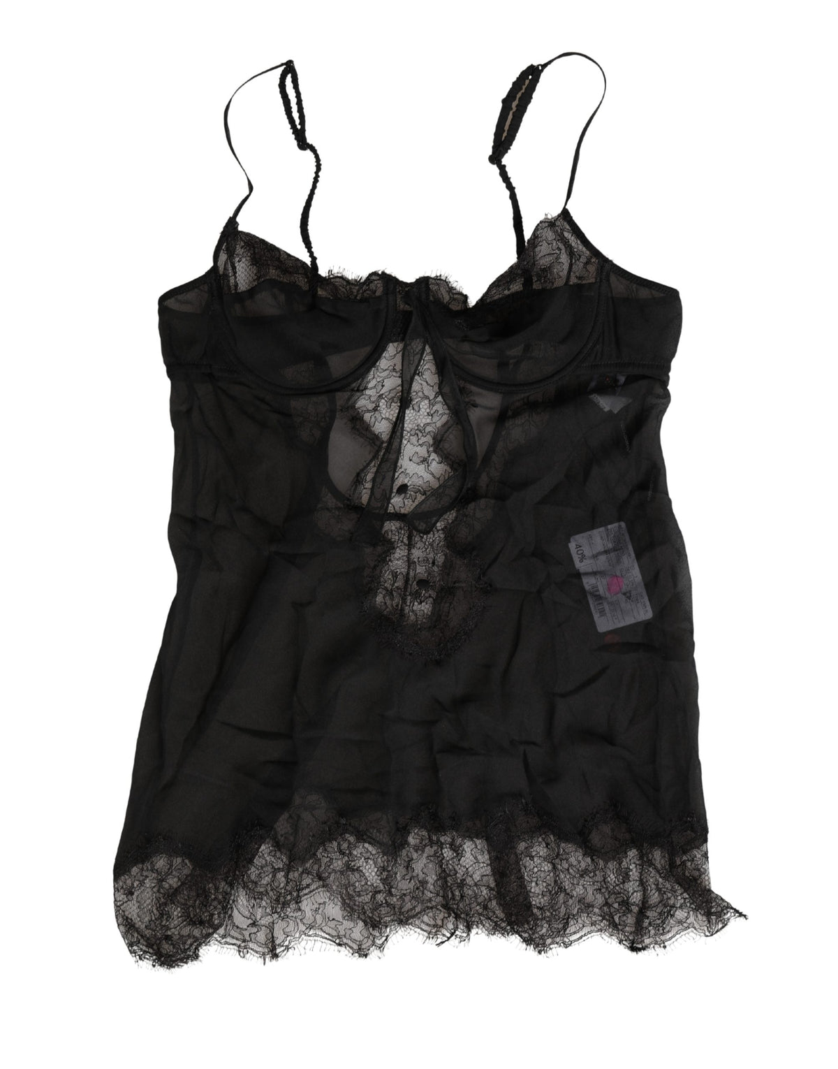 Dolce & Gabbana Schwarzes Seiden-Spitzen-Chemise
