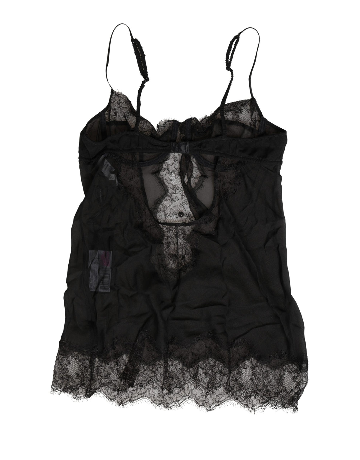 Dolce & Gabbana Schwarzes Seiden-Spitzen-Chemise