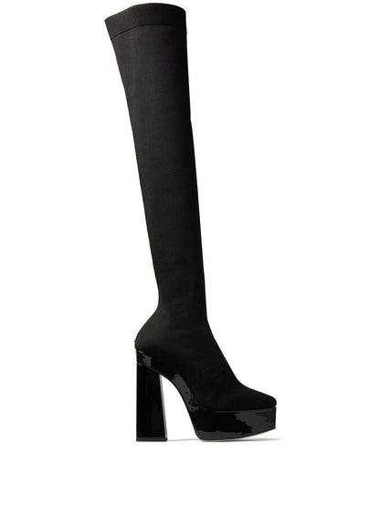 Jimmy Choo Schwarze Stoff-Overknees