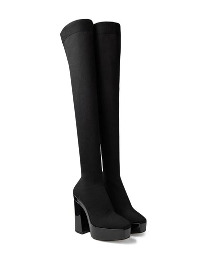 Jimmy Choo Schwarze Stoff-Overknees