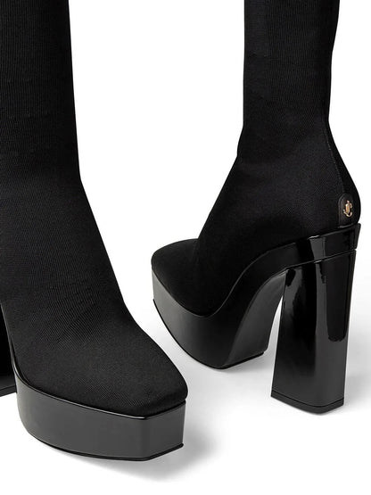 Jimmy Choo Schwarze Stoff-Overknees