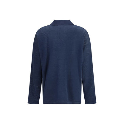 'S Max Mara Blauer Leinenstrickjacke