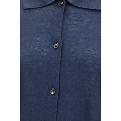 'S Max Mara Blauer Leinenstrickjacke