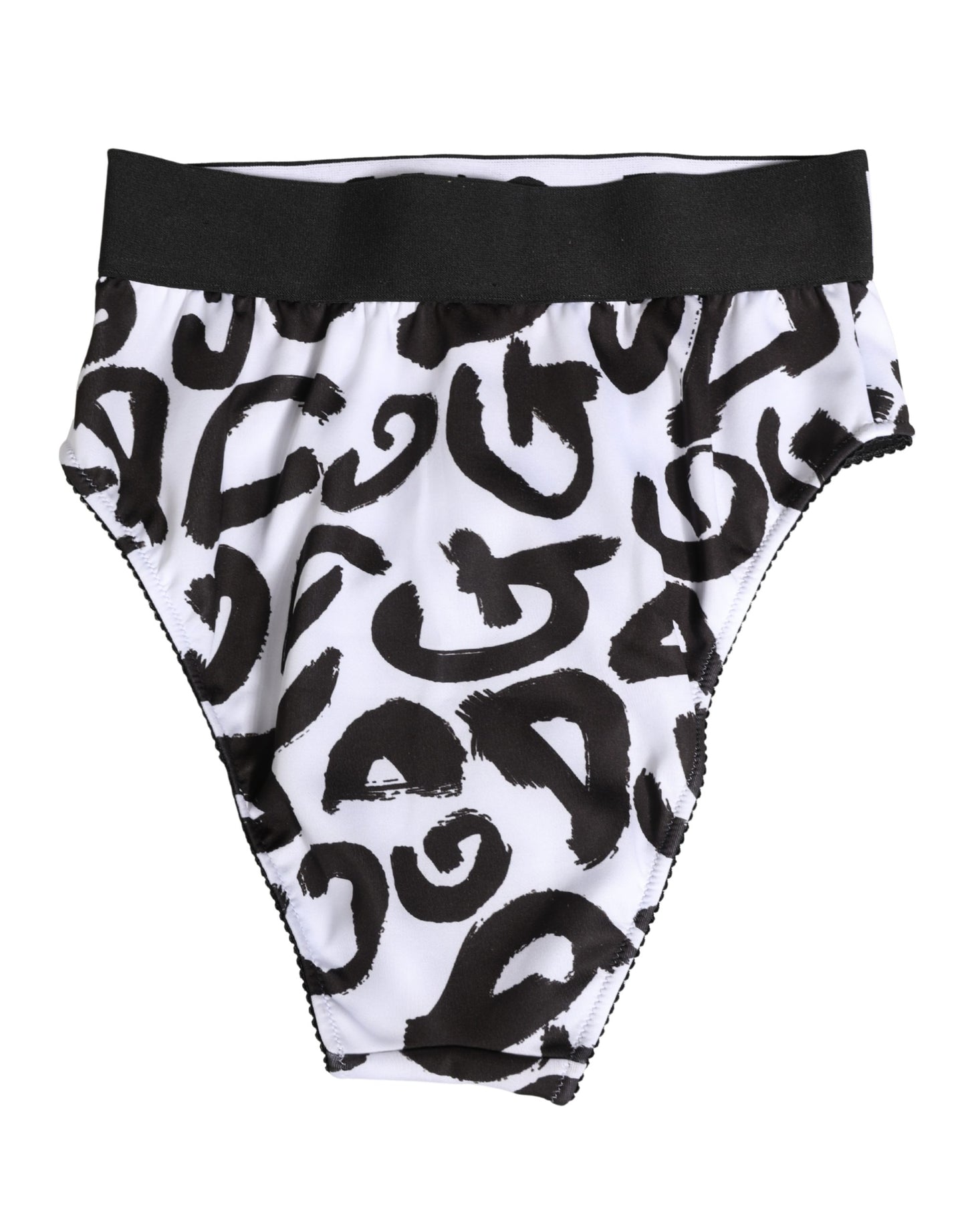 Dolce & Gabbana Schwarzer und weißer grafischer Logo-Slip
