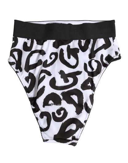 Dolce & Gabbana Schwarzer und weißer grafischer Logo-Slip