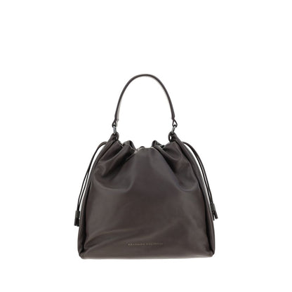 Brunello Cucinelli Braune Kalbsleder Bos Taurus Schultertasche