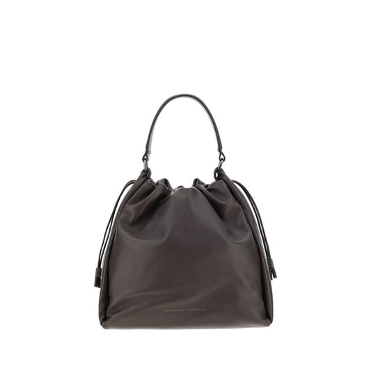 Brunello Cucinelli Braune Kalbsleder Bos Taurus Schultertasche