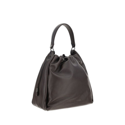 Brunello Cucinelli Braune Kalbsleder Bos Taurus Schultertasche