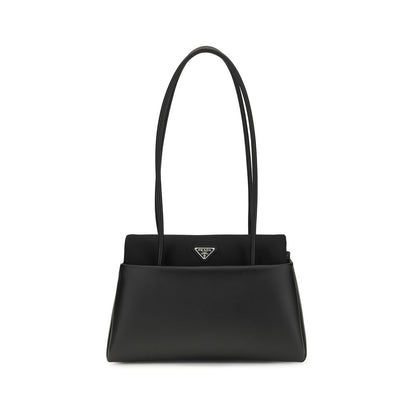 Prada Schwarze Bos Taurus Kalbsleder Schultertasche
