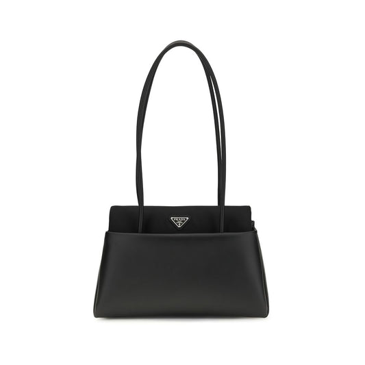 Prada Schwarze Bos Taurus Kalbsleder Schultertasche