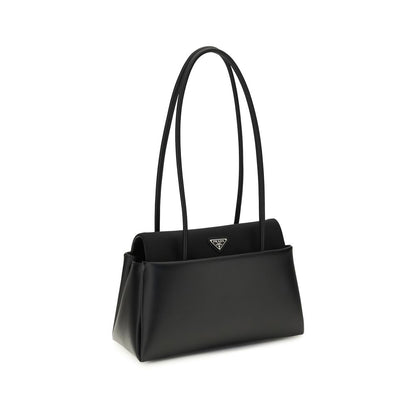 Prada Schwarze Bos Taurus Kalbsleder Schultertasche