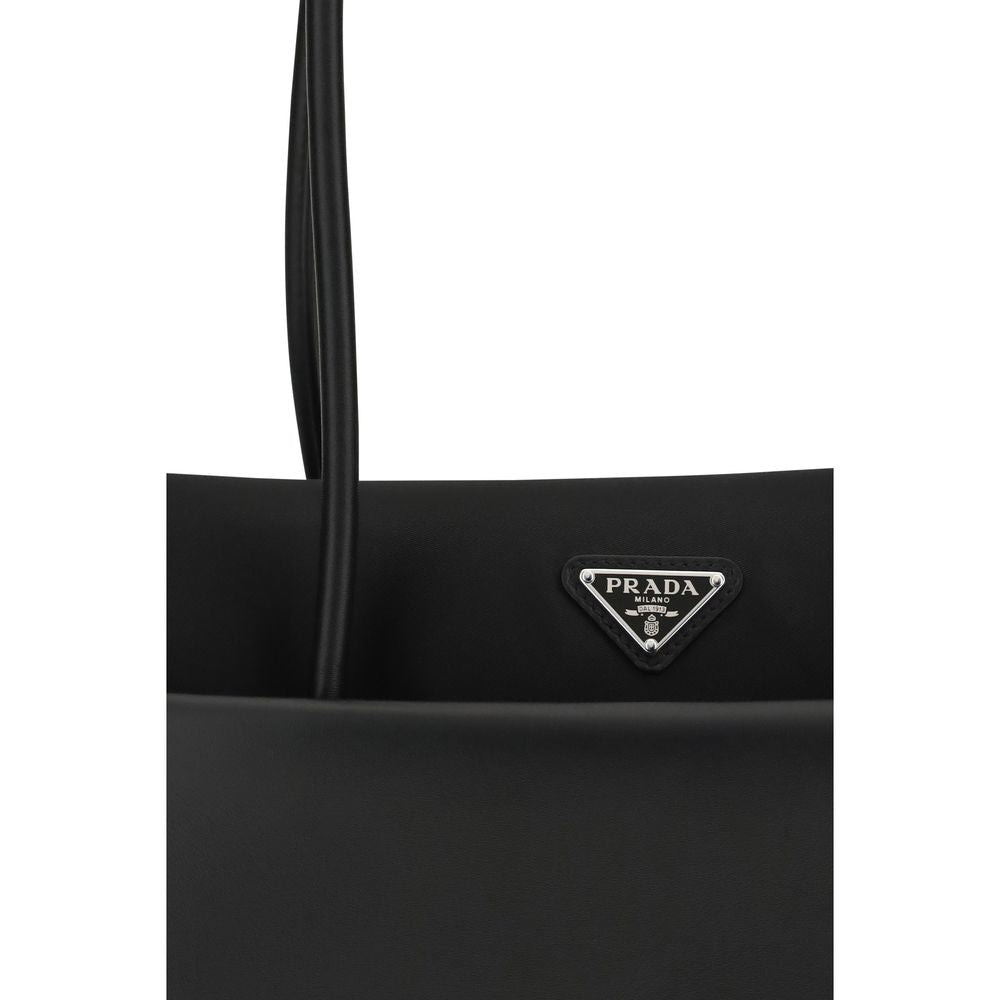 Prada Schwarze Bos Taurus Kalbsleder Schultertasche