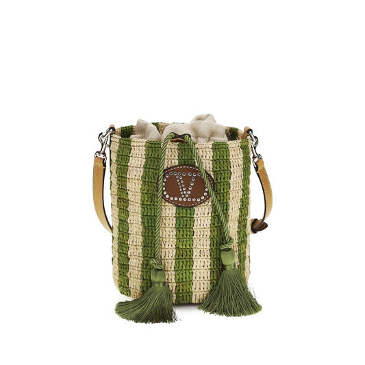 Valentino Garavani Zweifarbige Raffia-Eimer-Tasche