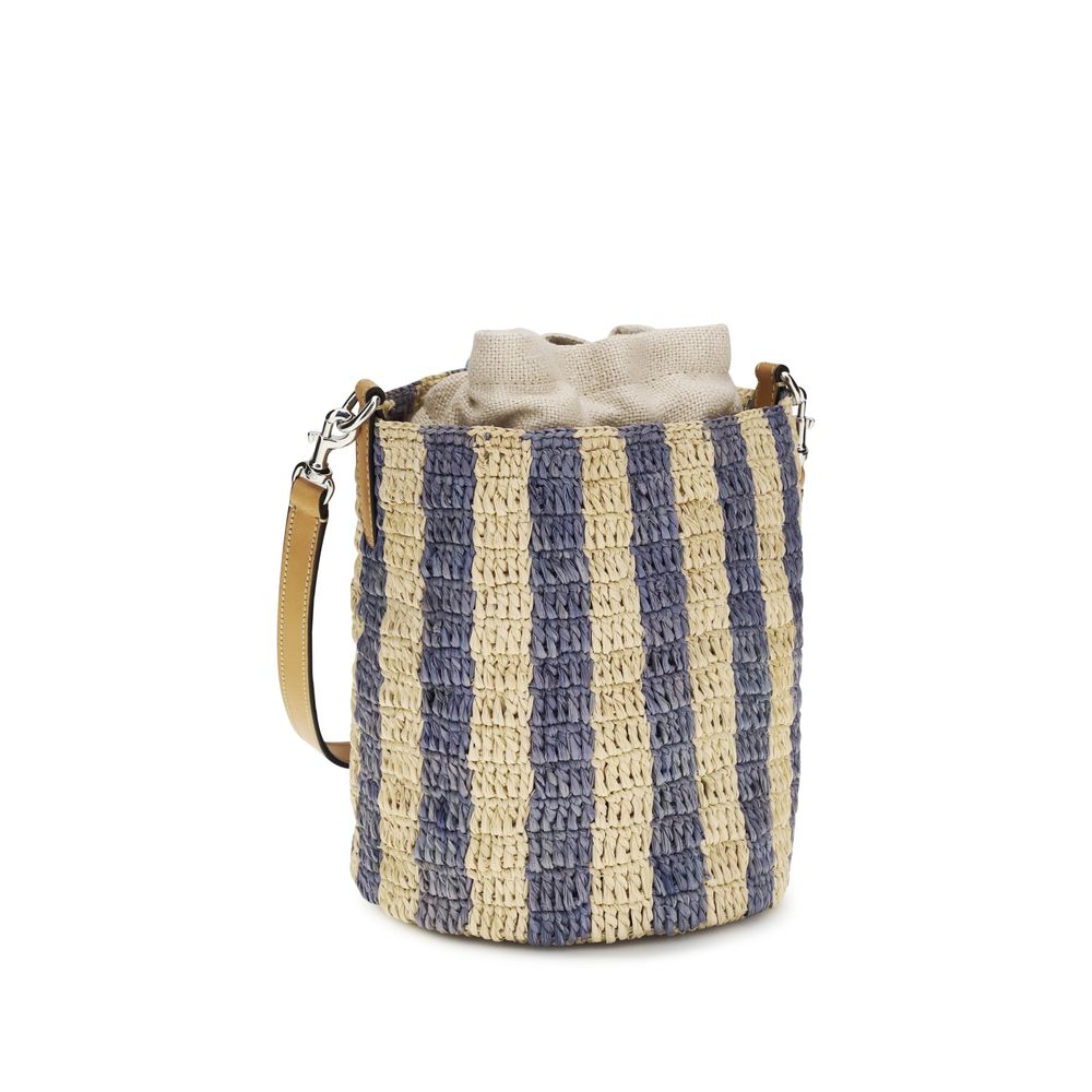 Valentino Garavani Eimer-Tasche aus blauer Raffia