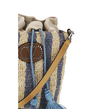 Valentino Garavani Eimer-Tasche aus blauer Raffia