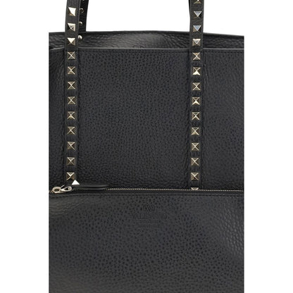 Valentino Garavani Schwarze Bos Taurus Kalbsleder Schultertasche
