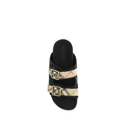 Burberry Schwarze Bos Taurus Kalbsleder Riemchen-Sandalen
