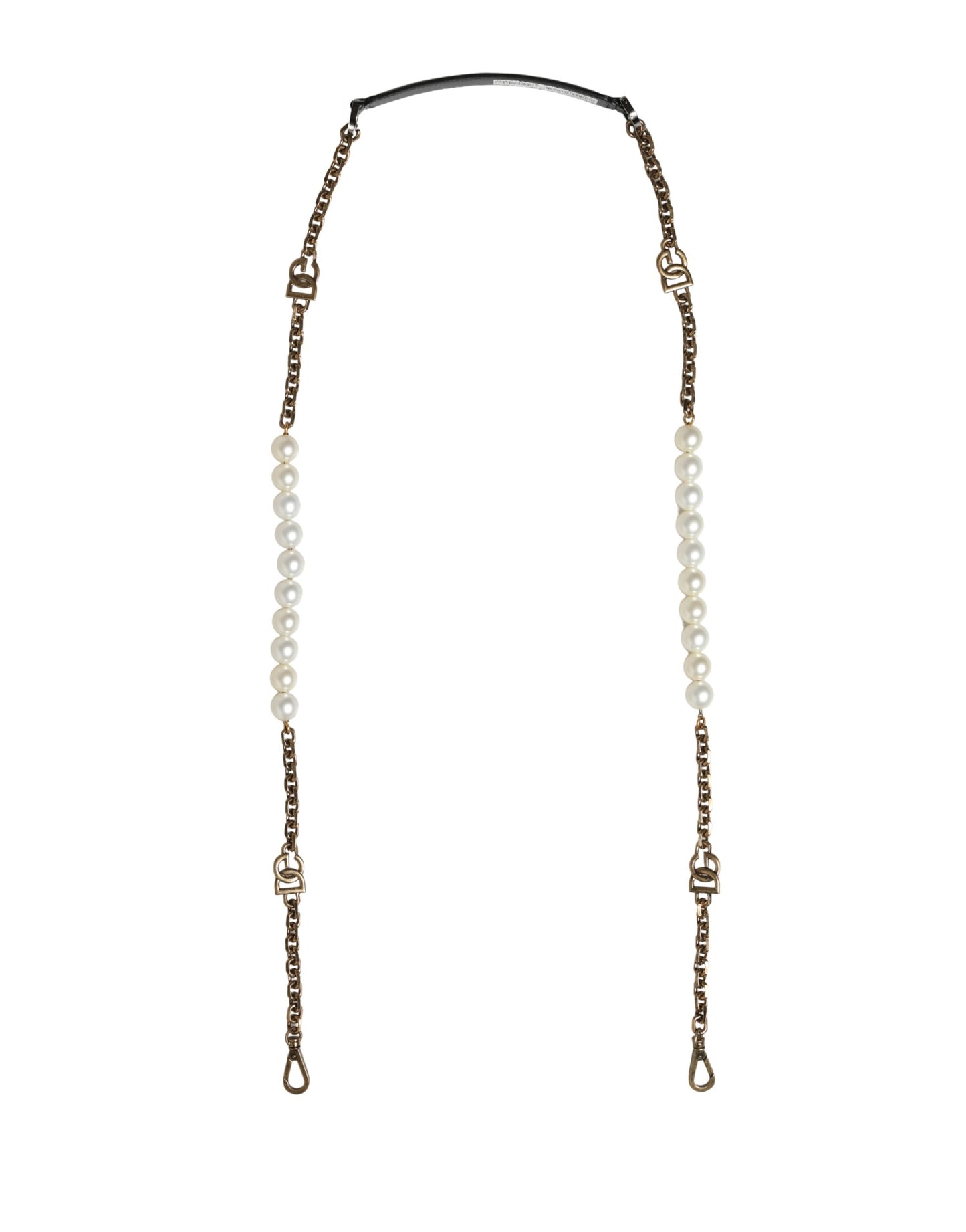 Dolce & Gabbana Schwarzes Leder Goldkette Tasche Accessoire Schulterriemen
