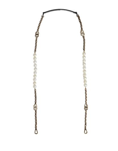 Dolce & Gabbana Schwarzes Leder Goldkette Tasche Accessoire Schulterriemen