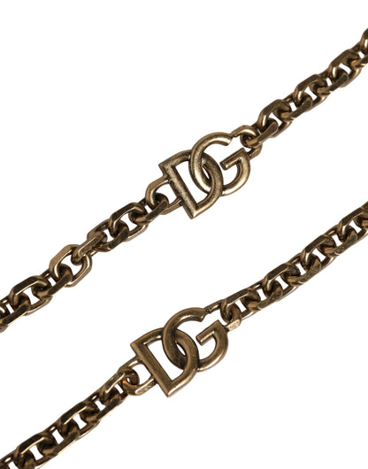 Dolce & Gabbana Schwarzes Leder Goldkette Tasche Accessoire Schulterriemen