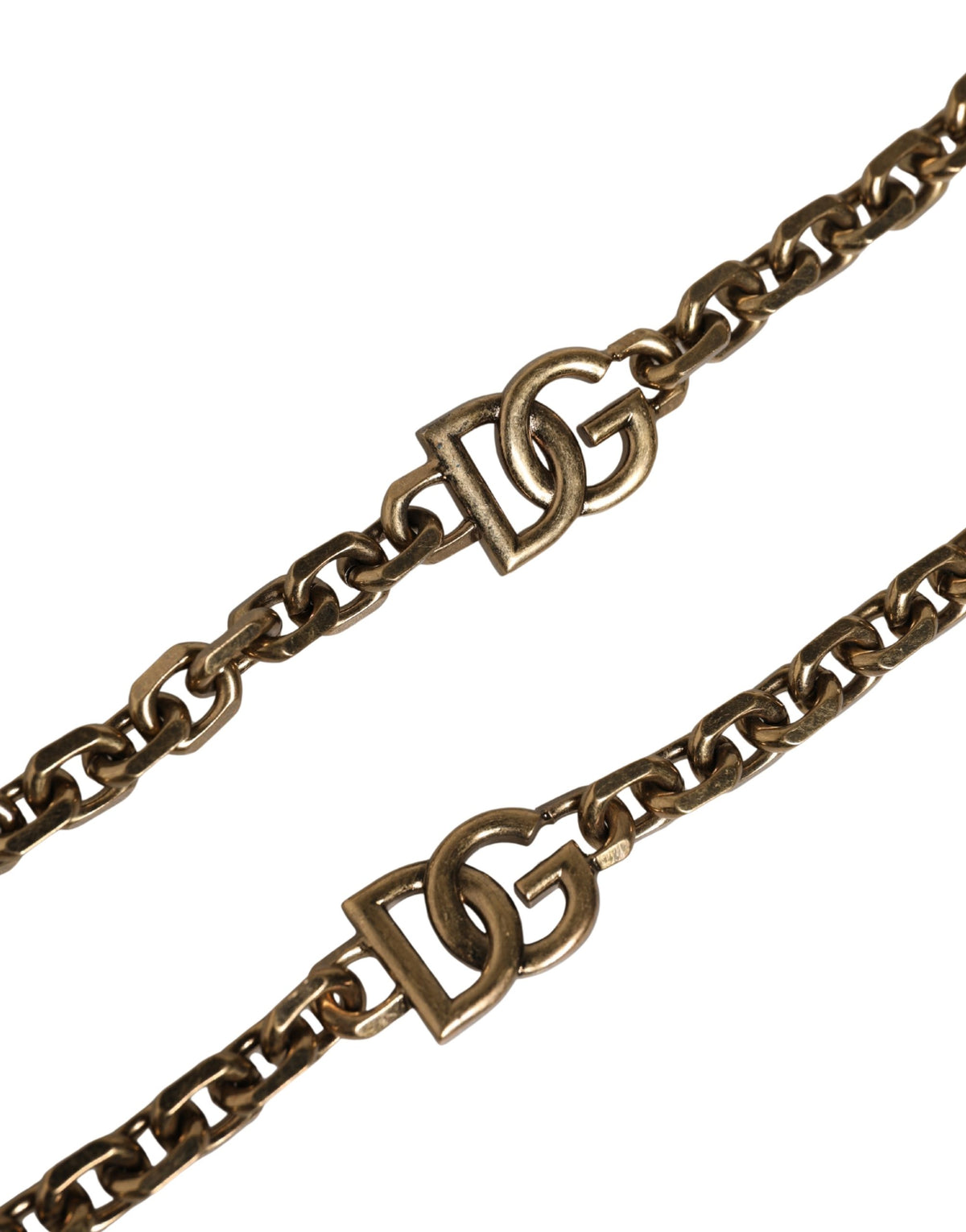 Dolce & Gabbana Schwarzer Leder-Schultergurt mit Goldkette und Perlen