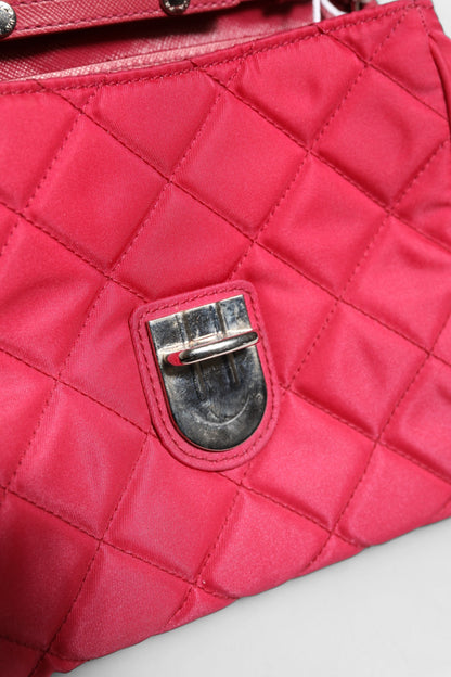 Prada Pink Quilted Tessuto Impuntu Nylon Umhängetasche mit Überschlag