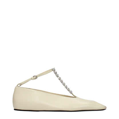 Jil Sander Beige Leder Ballerinas