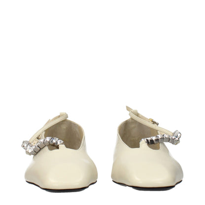 Jil Sander Beige Leder Ballerinas
