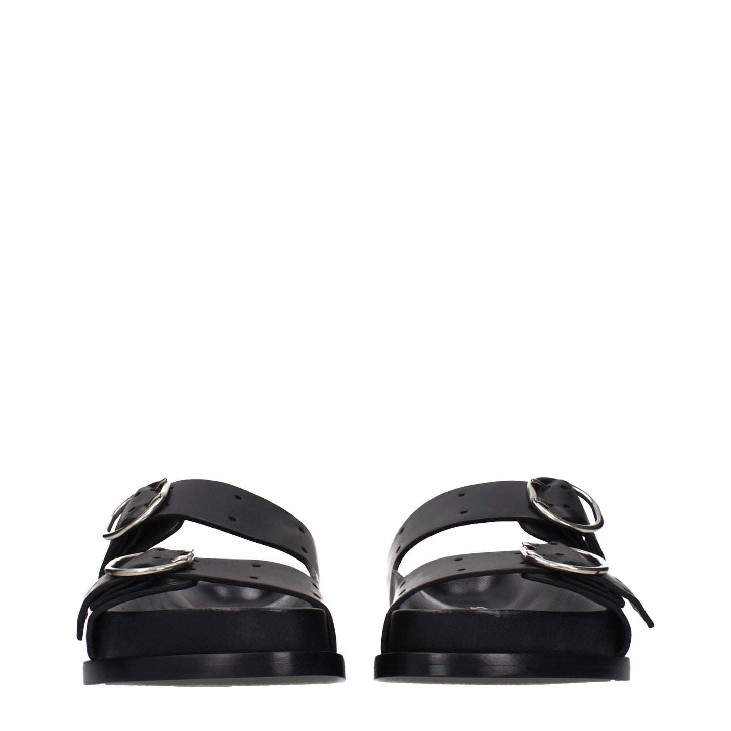 Jil Sander Schwarze Leder-Slipper