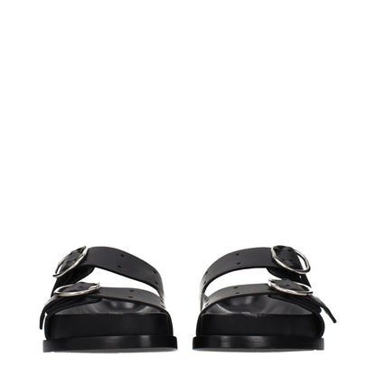 Jil Sander Schwarze Leder-Slipper