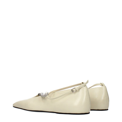 Jil Sander Beige Leder Ballerinas