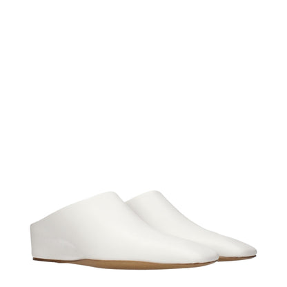 Jil Sander Weiße Leder-Pantoffeln
