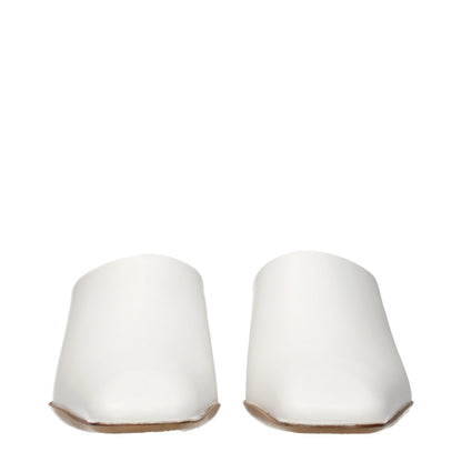 Jil Sander Weiße Leder-Pantoffeln