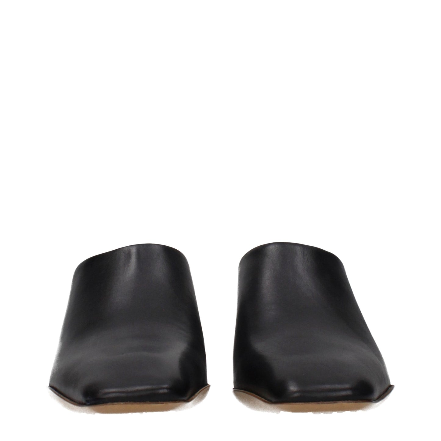Jil Sander Schwarze Leder-Slipper