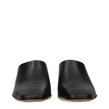 Jil Sander Schwarze Leder-Slipper
