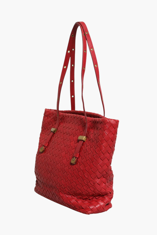 Bottega Veneta Rote Intrecciato Ledertasche