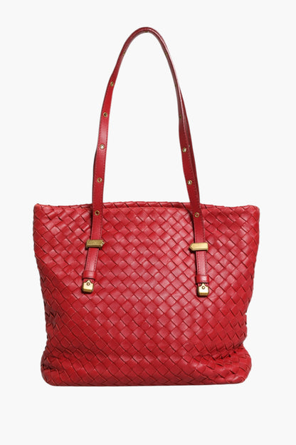 Bottega Veneta Rote Intrecciato Ledertasche