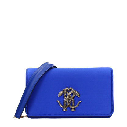 Roberto Cavalli Blaue Satin-Clutch