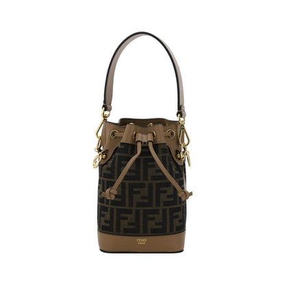 Fendi Braune Mon Tresor Mini Bucket Bag aus Raffia