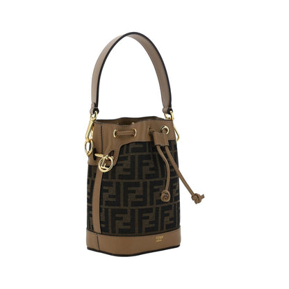 Fendi Braune Mon Tresor Mini Bucket Bag aus Raffia