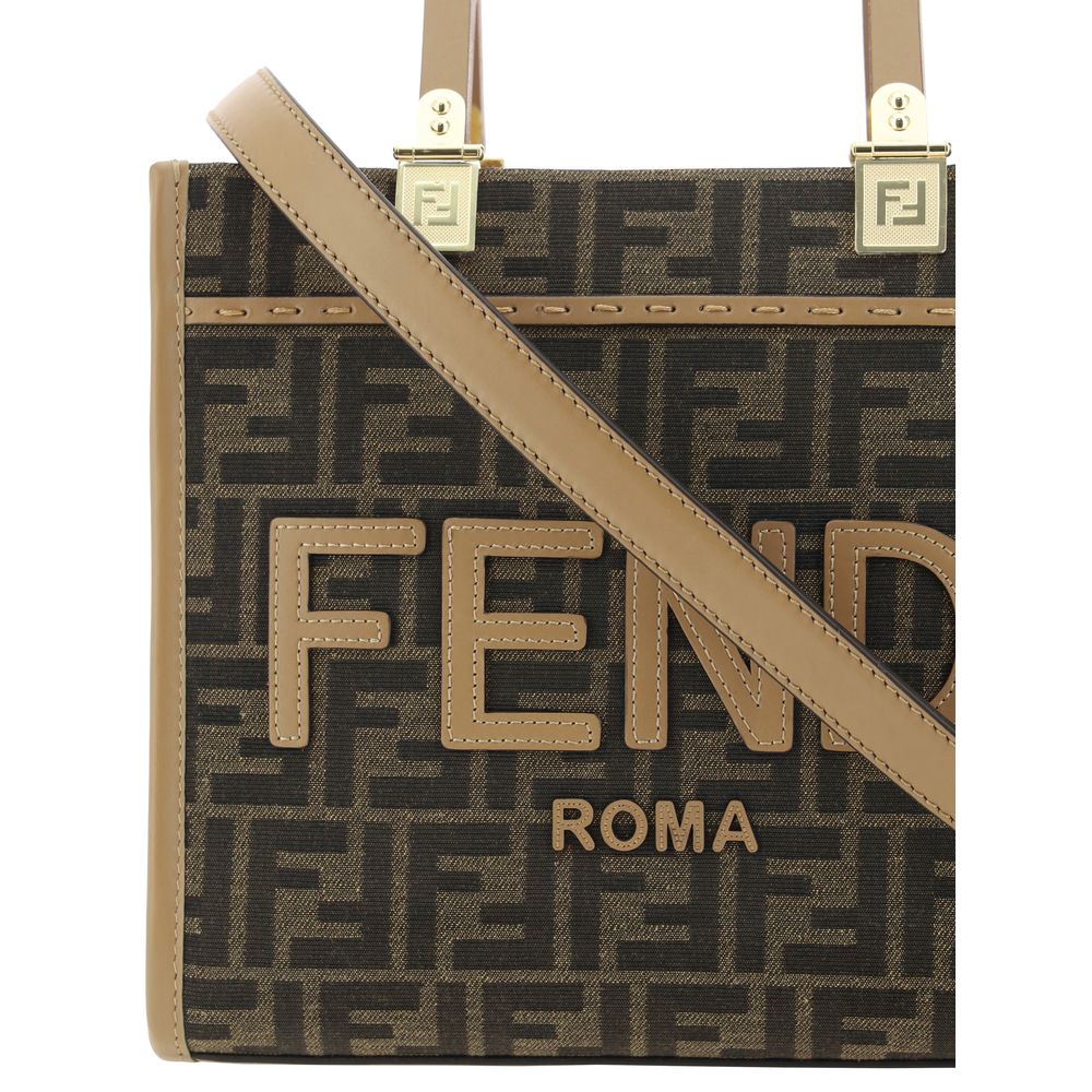 Fendi Braune Schultertasche aus Polyester