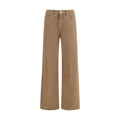 Brunello Cucinelli Braune Baumwolljeans mit geradem Bein