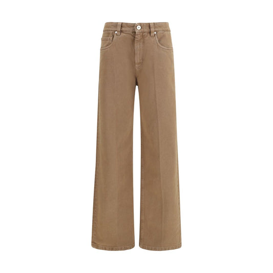 Brunello Cucinelli Braune Baumwolljeans mit geradem Bein