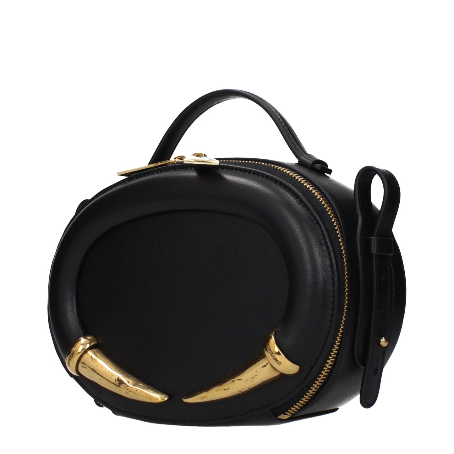 Roberto Cavalli Schwarze Lederhandtasche