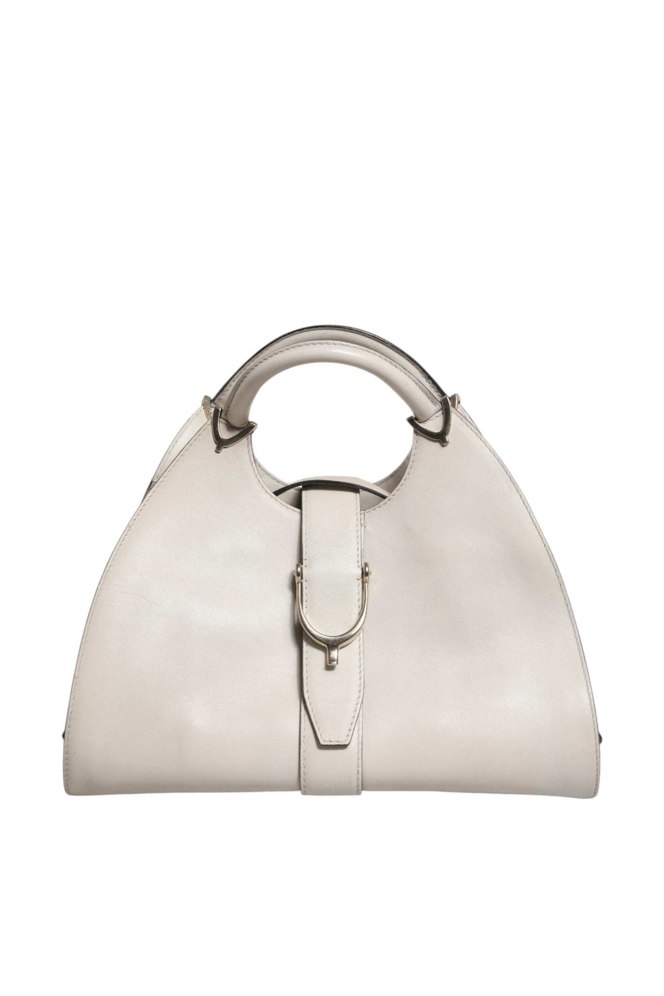 Gucci Weiße Leder-Tasche mit Steigbügel-Henkel