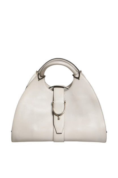Gucci Weiße Leder-Tasche mit Steigbügel-Henkel