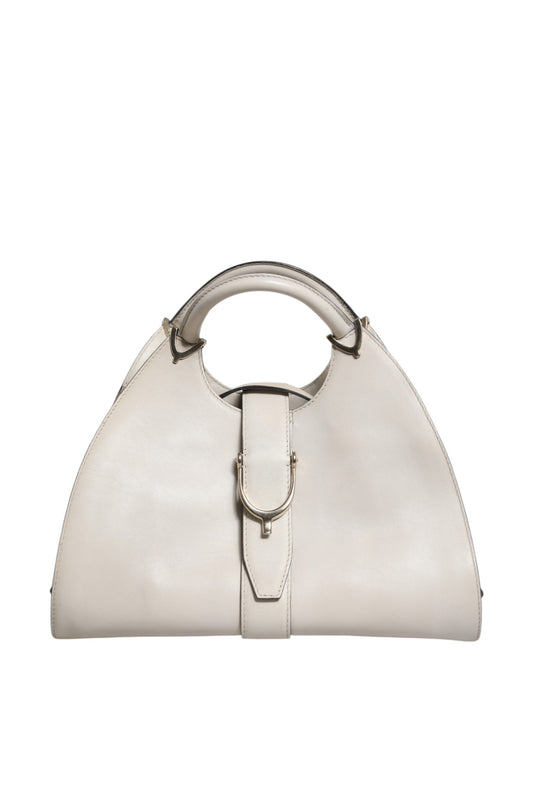 Gucci Weiße Leder-Tasche mit Steigbügel-Henkel