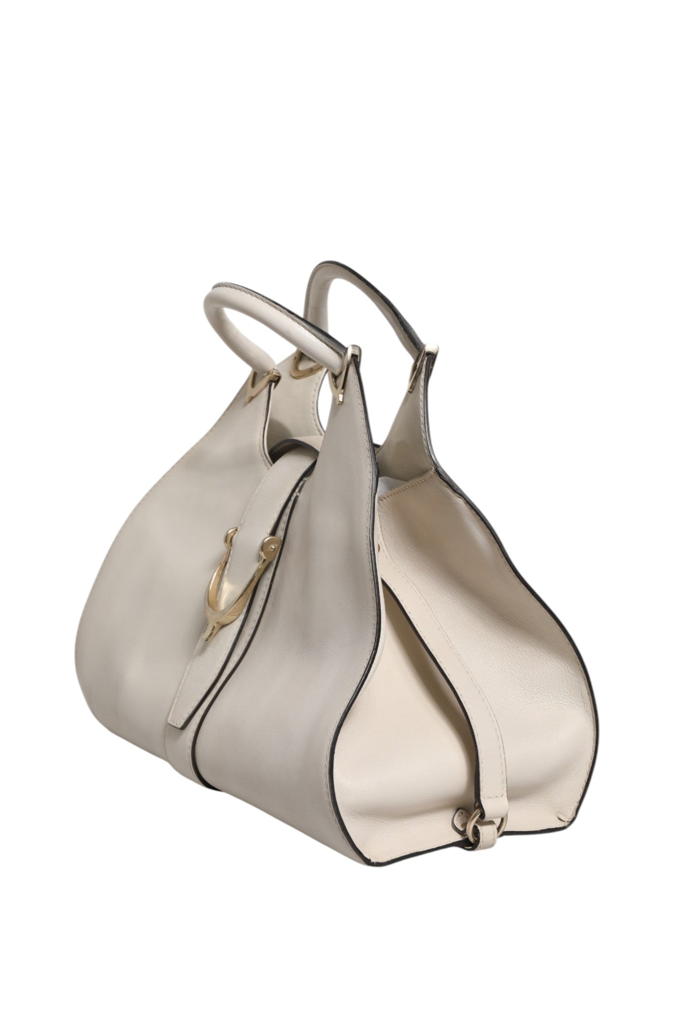 Gucci Weiße Leder-Tasche mit Steigbügel-Henkel